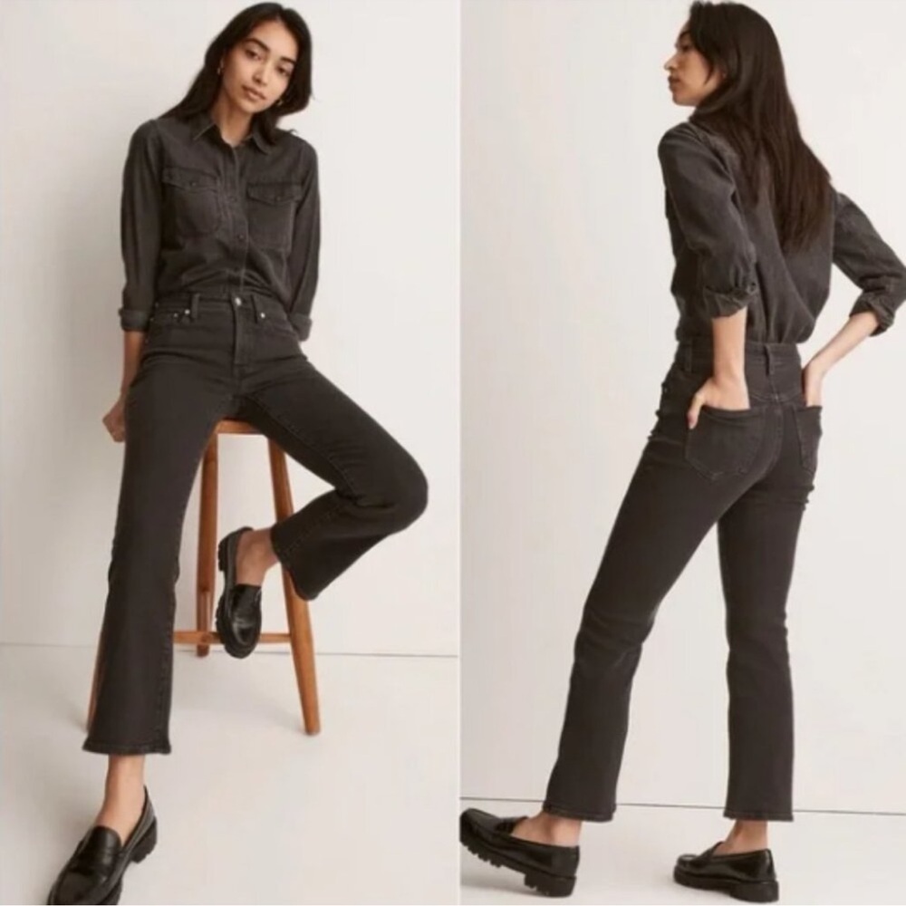 Madewell Kick Out Crop Jeans in Starkey Wash (washed black) Size 27